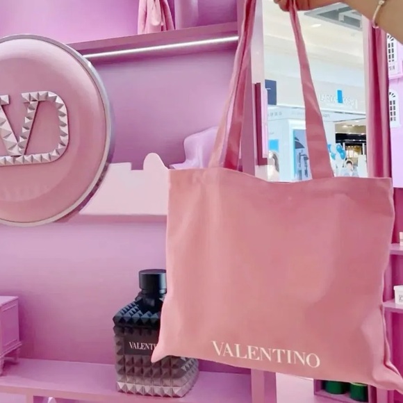 Valentino Handbags - Valentino Beauty Pink Canvas Tote Bag